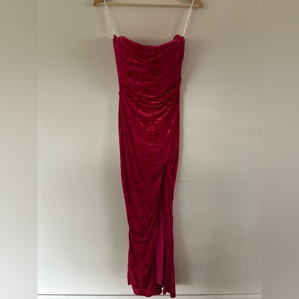 Lulus Fabulous Darling Fuchsia Burnout Velvet Str… - image 4